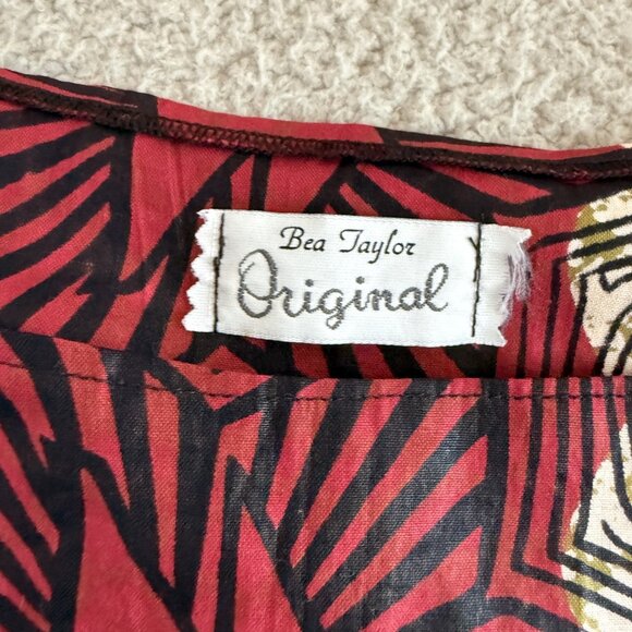 Vintage Bea Taylor Caftan Dress Batik Floral Boho Maxi 70s - Picture 2 of 7